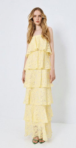 Maxi devore dress with ruffle detai
