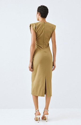 Dress with a V neckline and ruched