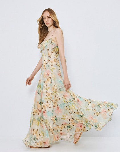 Maxi floral dress with ruffle detai
