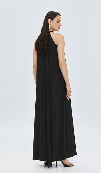 Maxi halter dress with metallic det