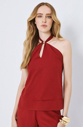 Halter top with metallic detail