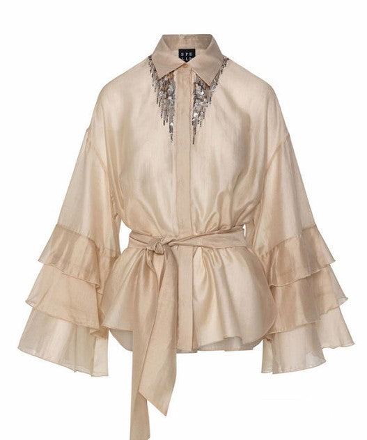 Shirt with sequins and ruffle detai