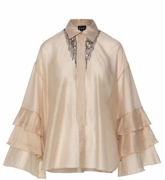 Shirt with sequins and ruffle detai