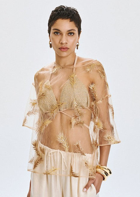 Sheer embroidered blouse