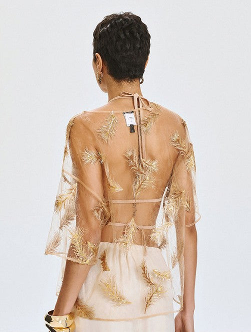 Sheer embroidered blouse
