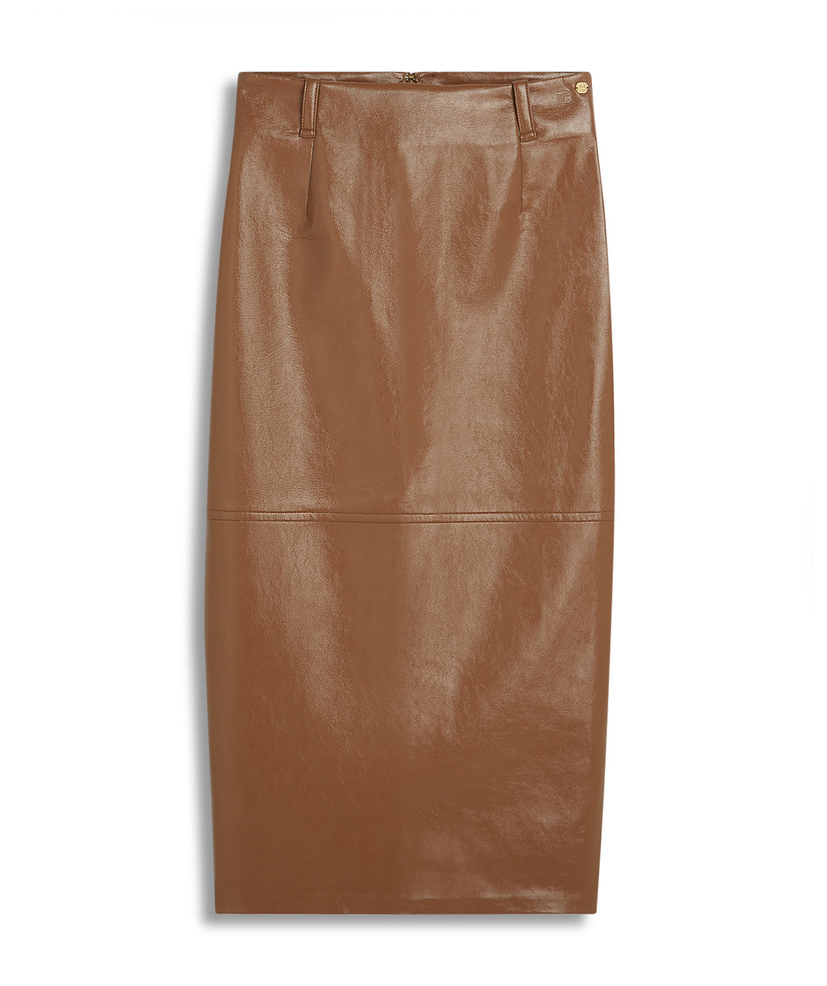 JV-SALLY High-Waisted Fitted Midirock in Lackoptik