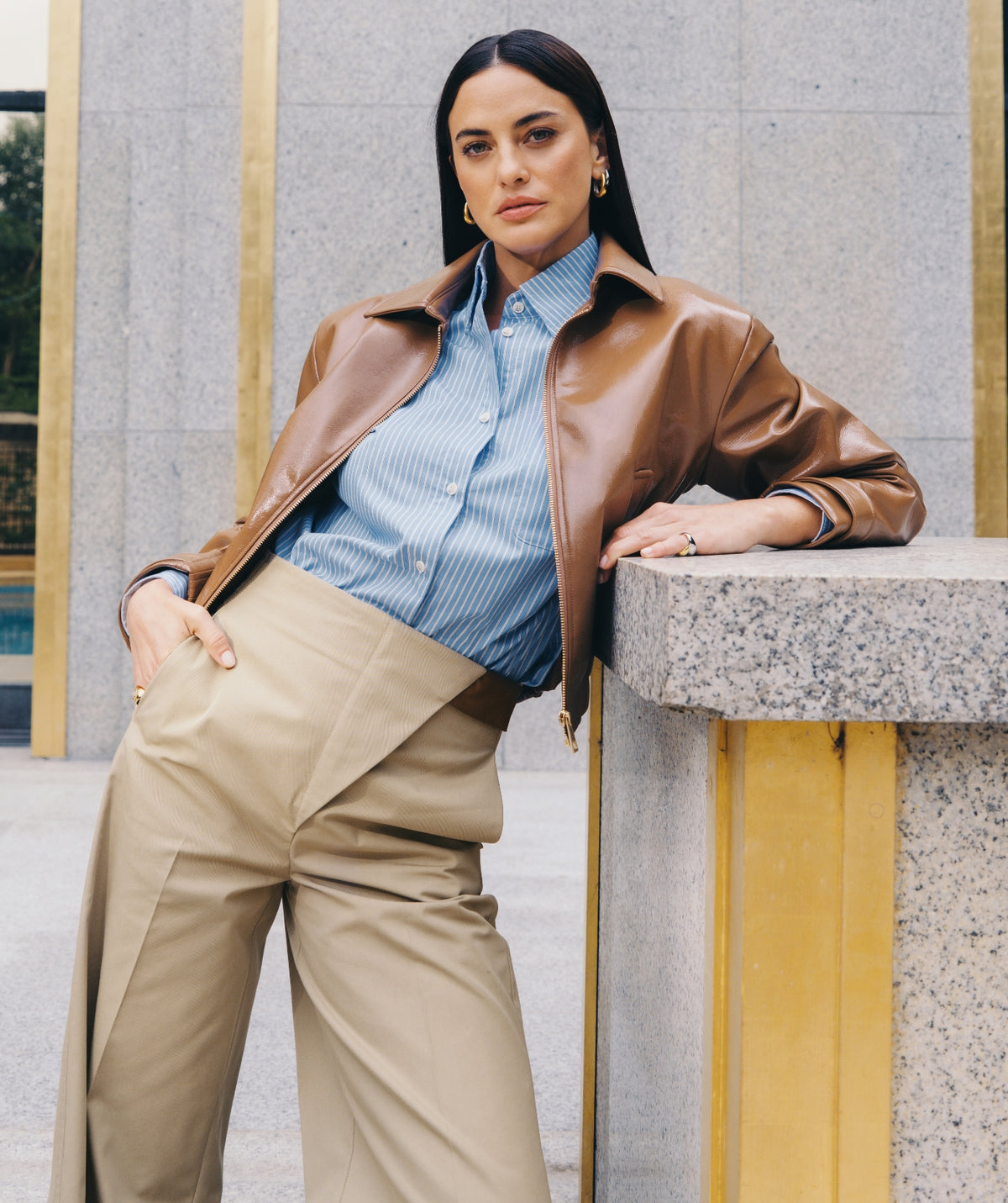 JV-VEN Mid-Rise Wide-Leg-Hose
