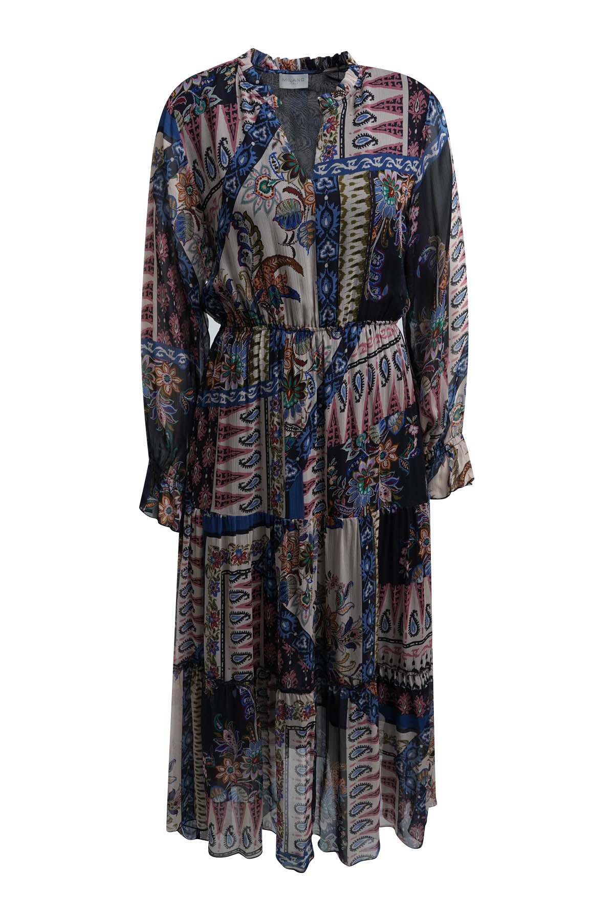 round neck tiered dress with ruffle