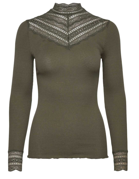 RWBenita Silk LS Lace T-neck T-shir