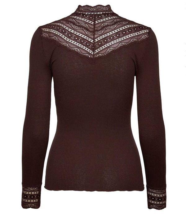 RWBenita Silk LS Lace T-neck T-shir