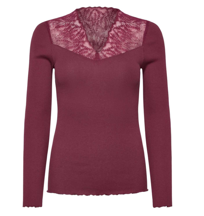 RWBeatha Silk V-neck Half Lace T-sh