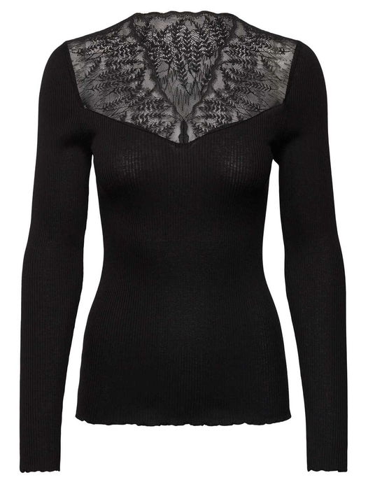 RWBeatha Silk V-neck Half Lace T-sh