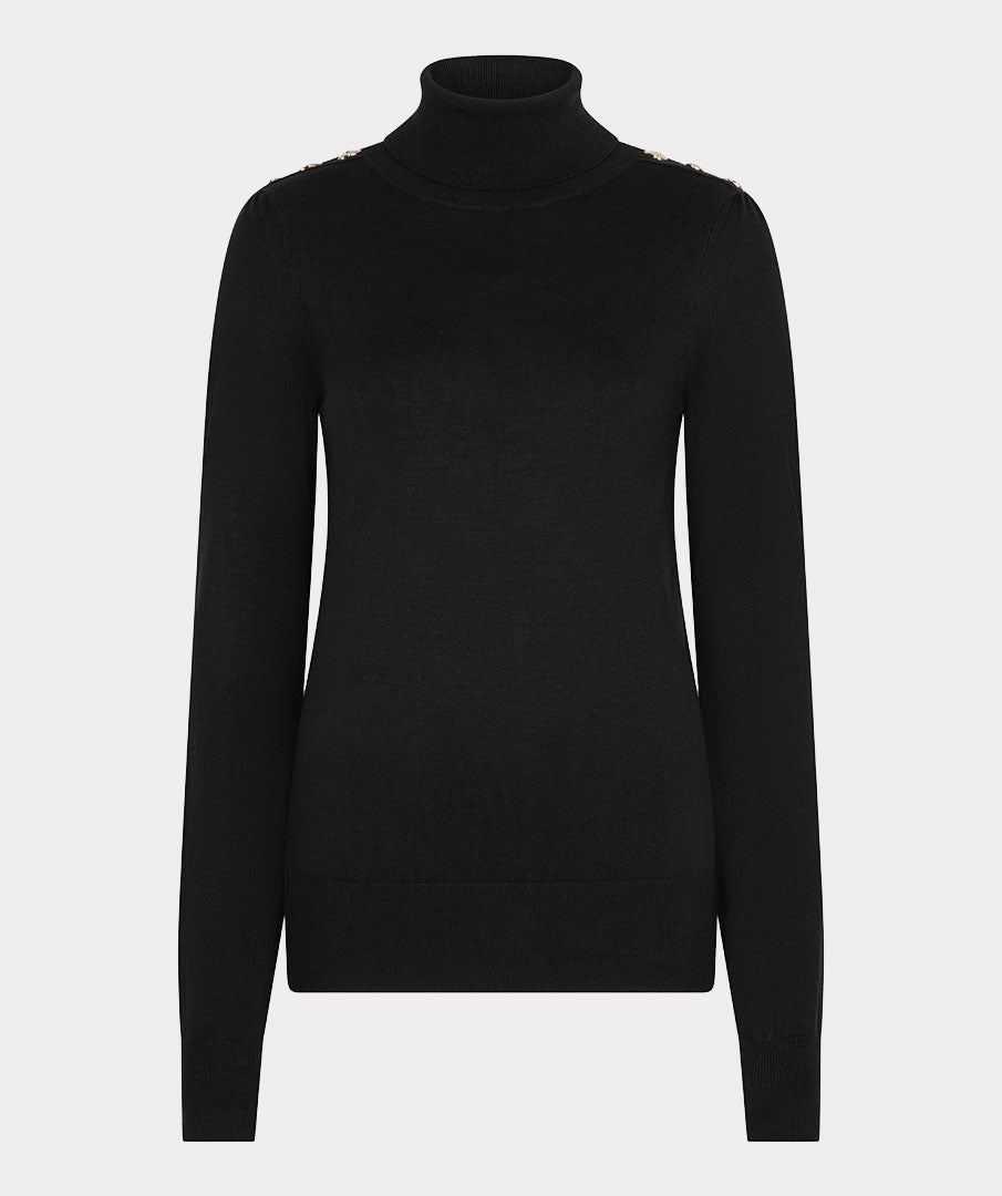 Sweater shoulder button col basic knit