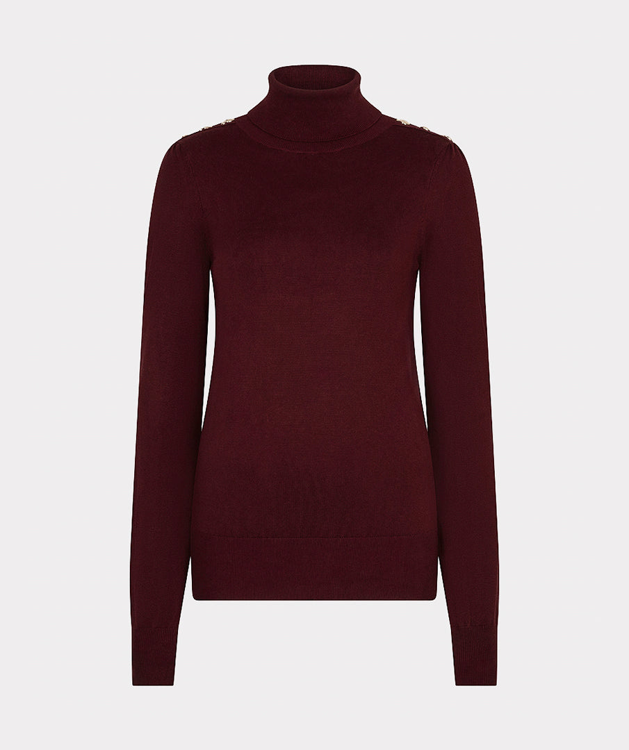 Sweater shoulder button col basic knit